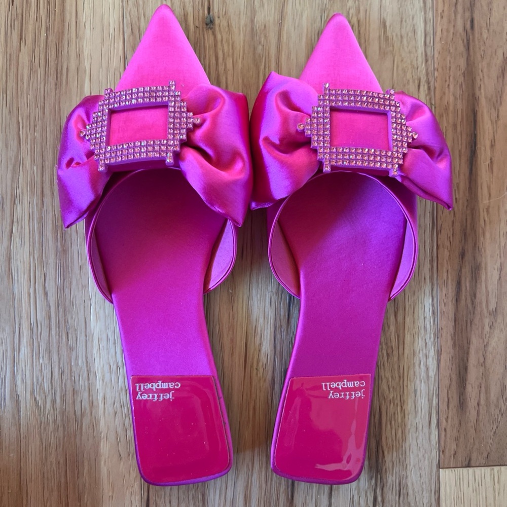 Jeffrey Campbell Fuchsia Satin Bow Mules - so cute for the holidays